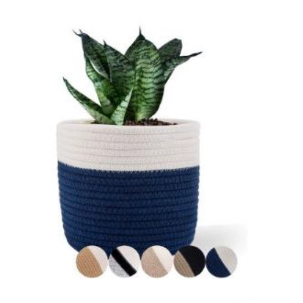 Generic Cotton Flower Pot (White Blue)
