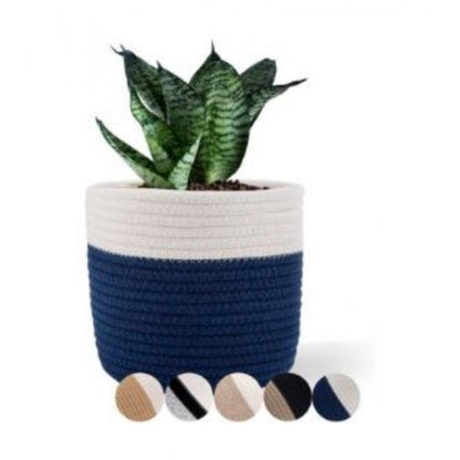 Generic Cotton Flower Pot (White Blue)