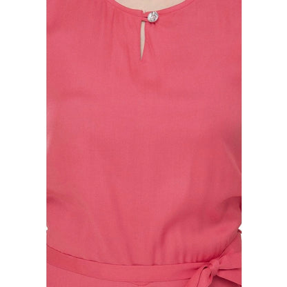 Generic Women's Casual Crepe Sleeveless Jump Suit (Pink)
