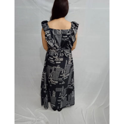 Generic Women's Casual Crepe Sleeveless Dress (Black)