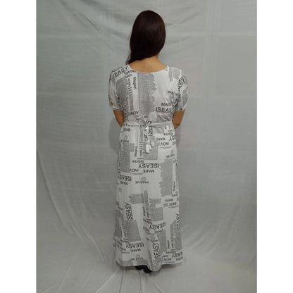 Generic Women's Casual Crepe Half Sleeves Dress (White)