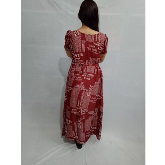 Generic Women's Casual Crepe Half Sleeves Dress (Maroon)