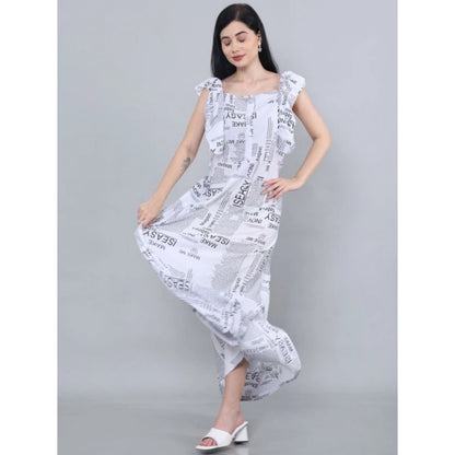 Generic Women's Casual Crepe Sleeveless Dress (White)