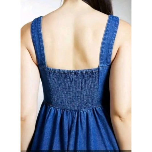 Generic Women's Casual Denim Sleeveless Dress (Blue)
