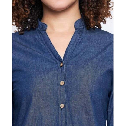 Generic Women's Casual Denim Full sleeve Dress (Blue)