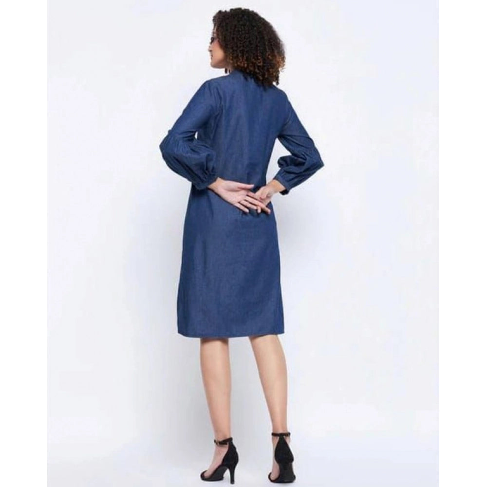 Generic Women's Casual Denim Full sleeve Dress (Blue)