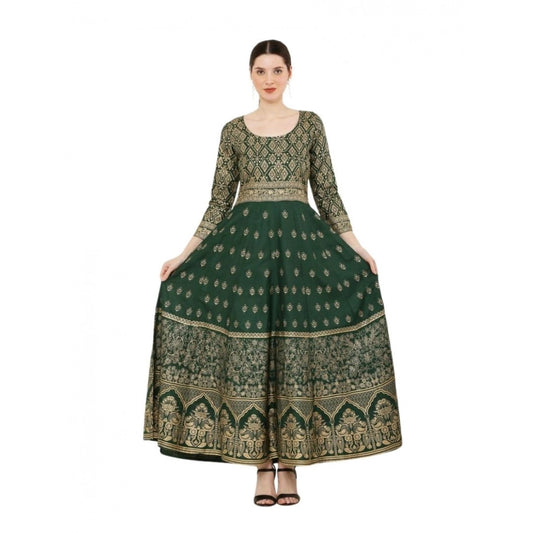 Generic Women's Casual Rayon 3-4th Sleeves Anarkali Kurti (Green)