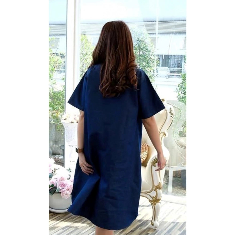 Generic Women's Casual Denim Half Sleeves Dress (Blue)