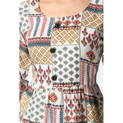 Generic Women's Casual Crepe 3-4th Sleeves Cord Set (White)