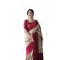 Generic Women's Soft Lichi Silk Printed Saree With Unstitched Blouse 5.5Mtr (Cream)