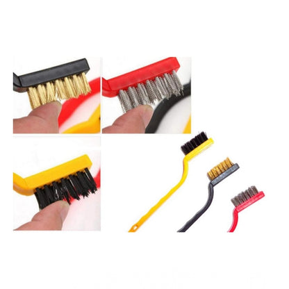 Generic Pack Of 3_Small Wire Brush Set for Cleaning And Rust Removal (Color: Assorted )