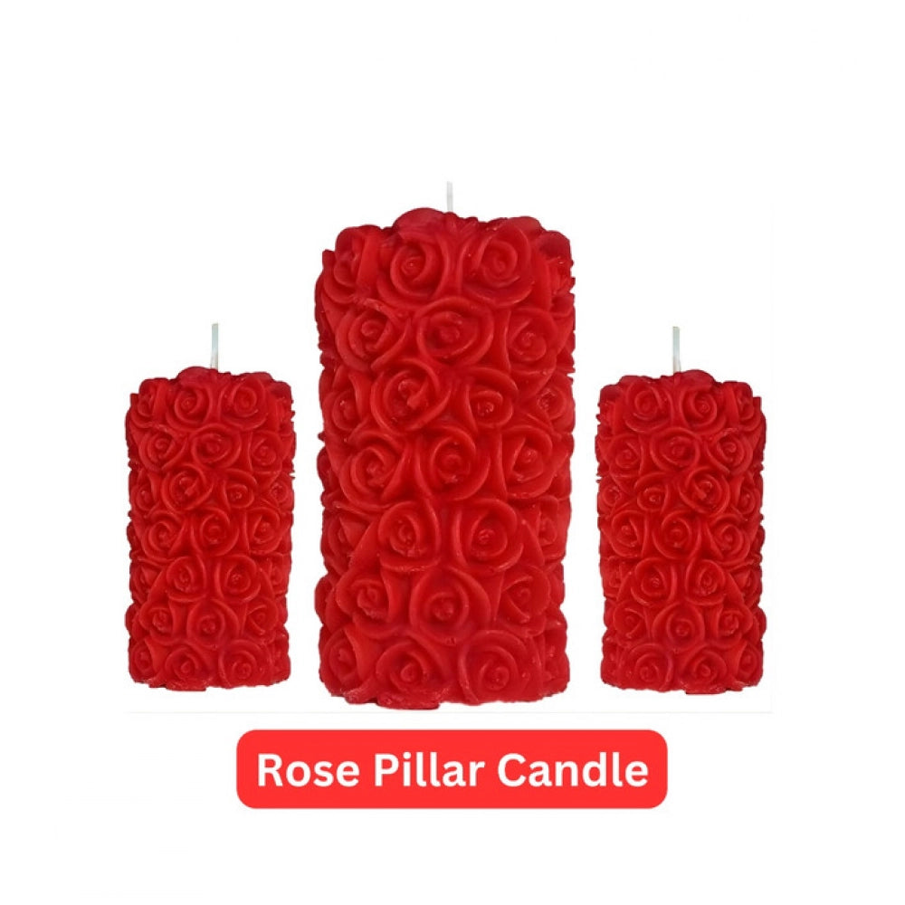 Generic Soya Wax Small Rose Designer Pillar Scented Candle
