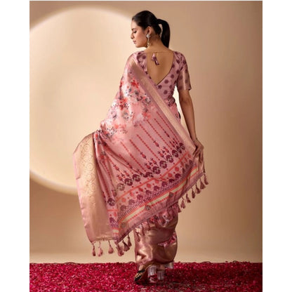 Generic Women's Faux_Silk Woven Saree With Unstitched Blouse 5.5Mtr (Pink)