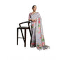 Generic Women's Cotton Printed Saree With Unstitched Blouse 5.5 Mtr (Grey)