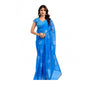 Generic Women's Linen Cotton Printed Ready To Wear Saree With Unstitched Blouse 5.5 Mtr (Royal_Blue)