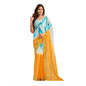 Generic Women's Linen Cotton Printed Ready To Wear Saree With Unstitched Blouse 5.5 Mtr (Aqua_Blue)