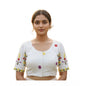 Generic Women's Cambric Cotton Round Neck Padded Blouse (White, 38 Ready Size (Self-Alterable 36–40)