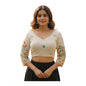 Generic Women's Cambric Cotton Round Neck Padded Blouse (White, 38 Ready Size (Self-Alterable 36–40)