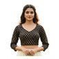 Generic Women's Ajrakh Cotton Halter Neck Padded Blouse (Black, 38 Ready Size (Self-Alterable 36–40)