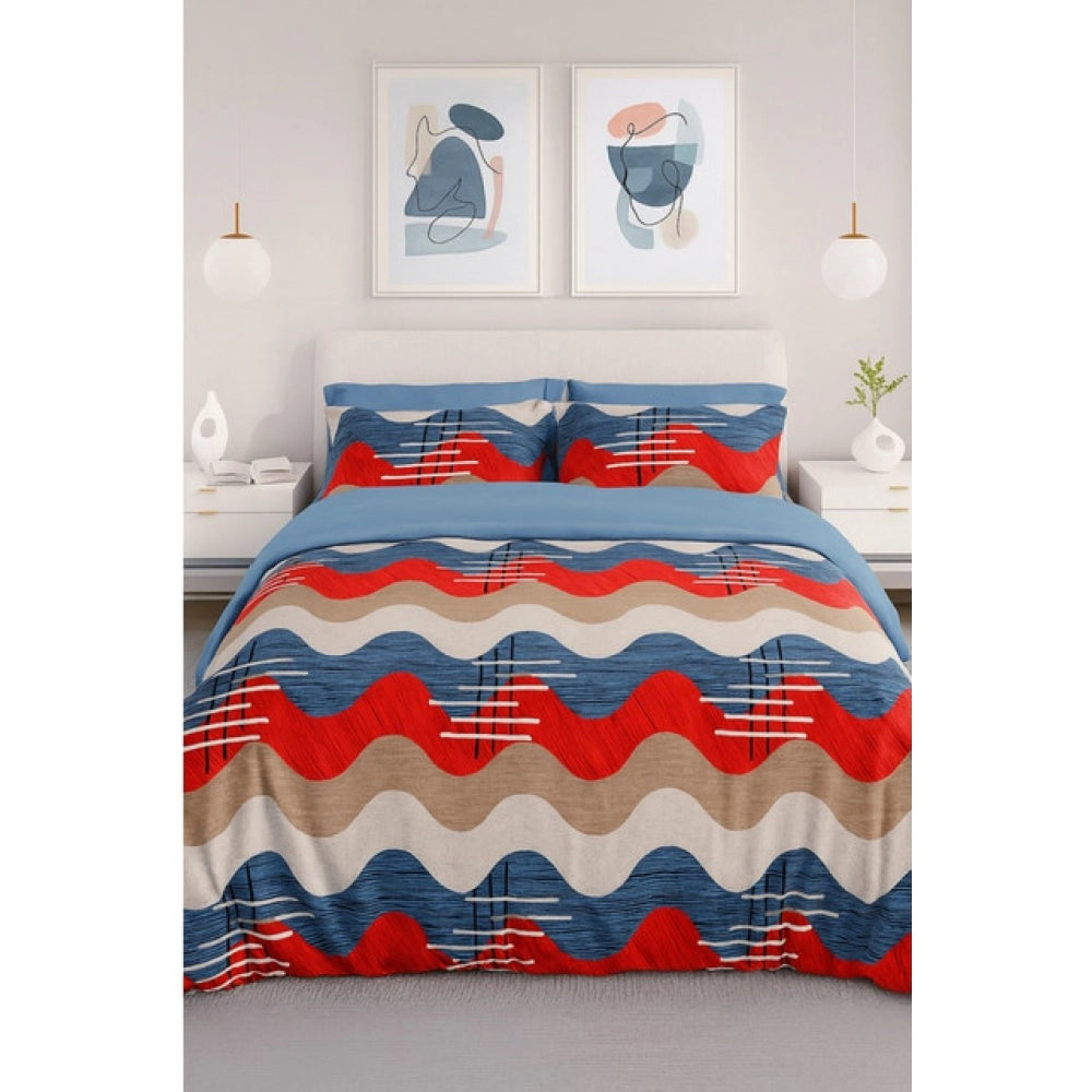 Generic Microfiber Floral Printed Double Bedsheet with 2 Pillow Covers (Multicolor)