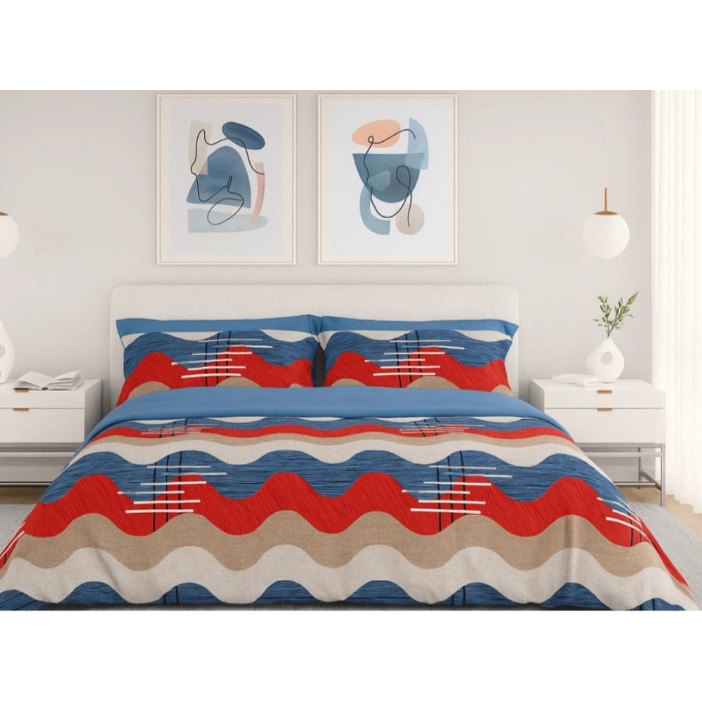 Generic Microfiber Floral Printed Double Bedsheet with 2 Pillow Covers (Multicolor)
