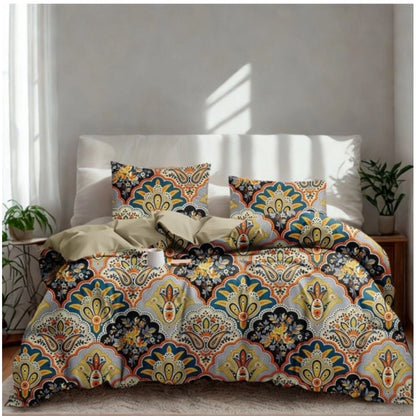 Generic Microfiber Floral Printed Double Bedsheet with 2 Pillow Covers (Multicolor)