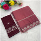 Generic Women's Georgette Embroidered Saree With Unstitched Blouse 5.5Mtr (Red)