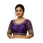 Generic Women's Phantom Silk Embroidered Designer Neck Padded Blouse (Purple 38 Ready (Alterable up to 42)