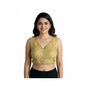Generic Women's Silk Blend Embroidered V-Neck Non Padded Blouse (Beige 38 Ready (Alterable up to 42)