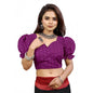 Generic Women's Cotton Embroidered V-Neck Non Padded Blouse (Magenta 36 Ready (Alterable up to 42)