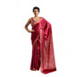 Generic Women's Satin Crepe Printed Saree With Unstitched Blouse 5.5Mtr (Maroon)