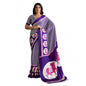 Generic Women's Satin Crepe Printed Saree With Unstitched Blouse 5.5Mtr (Blue)