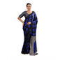 Generic Women's Satin Crepe Printed Saree With Unstitched Blouse 5.5Mtr (Blue)