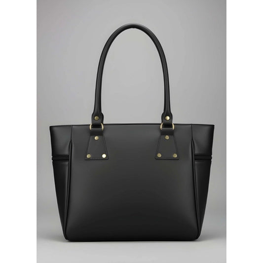 Generic Women's PU Leather Solid Shoulder Zipper Handbag (Black)
