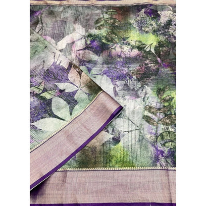 Generic Women's Cotton Silk Printed Saree With Unstitched Blouse 5.5Mtr (Multicolor)