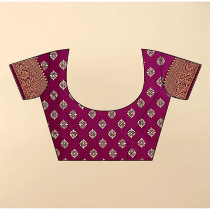 Generic Women's Cotton Silk Floral Printed Saree With Unstitched Blouse 5.5Mtr (Wine)