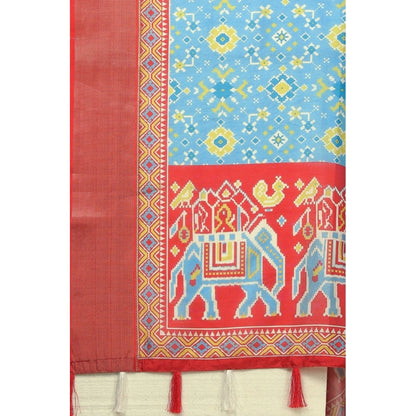 Generic Women's Cotton Silk Printed Saree With Unstitched Blouse 5.5Mtr (Rama)