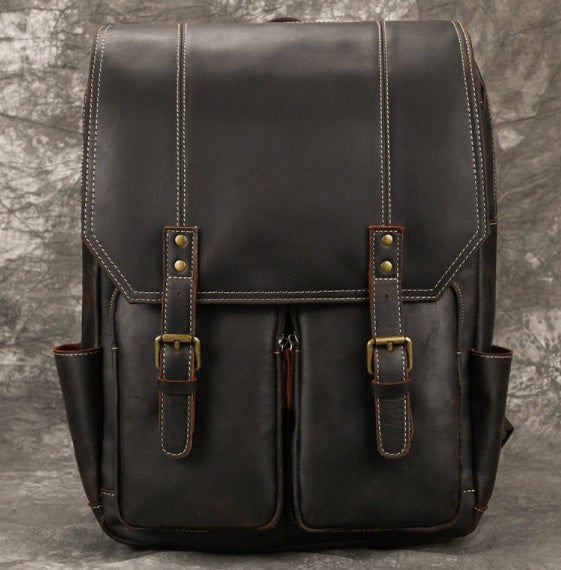 Men's Original Top Layer Cowhide Travel Leather Backpack