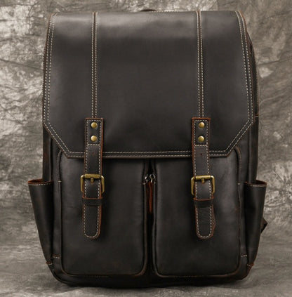 Men's Original Top Layer Cowhide Travel Leather Backpack