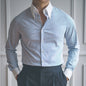 Men's Slim Fit Pointed Collar Long Sleeve Shirt With Different Colors