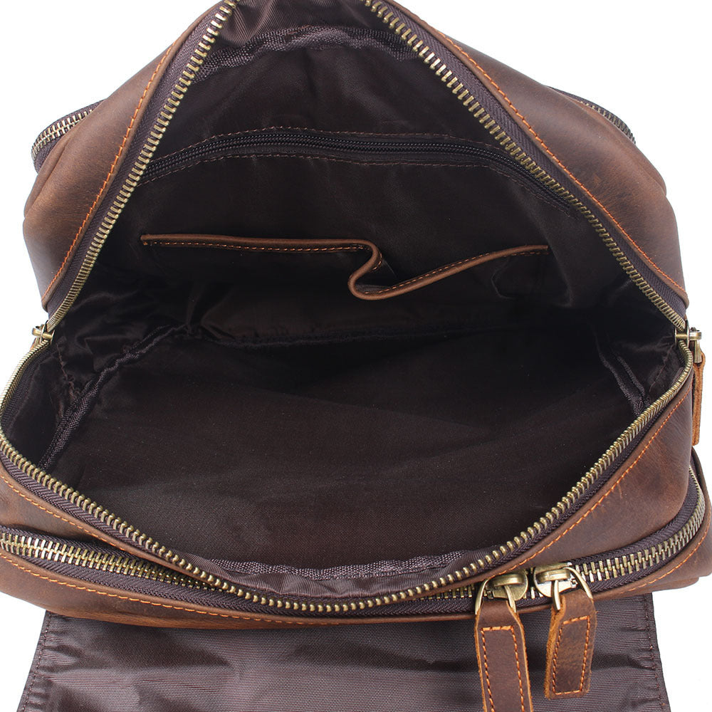 Men's Original Top Layer Cowhide Travel Leather Backpack