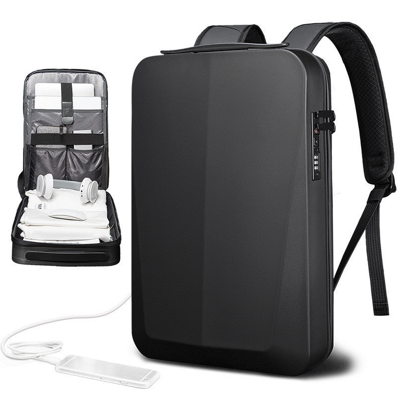 New Male Business Plastic Hard Shell Computer Backpack Waterproof